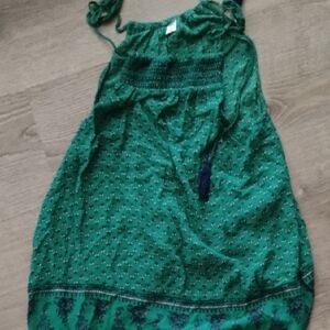 Old Navy Green Patterned Mini Dress